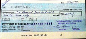 cheque in Arabic